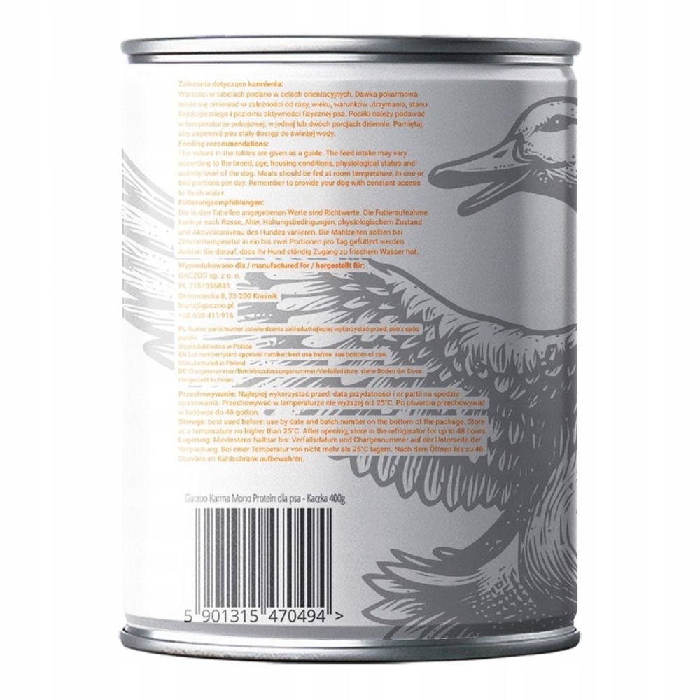 Gaczoo MONO Protein karma mokra dla psa Kaczka 400g